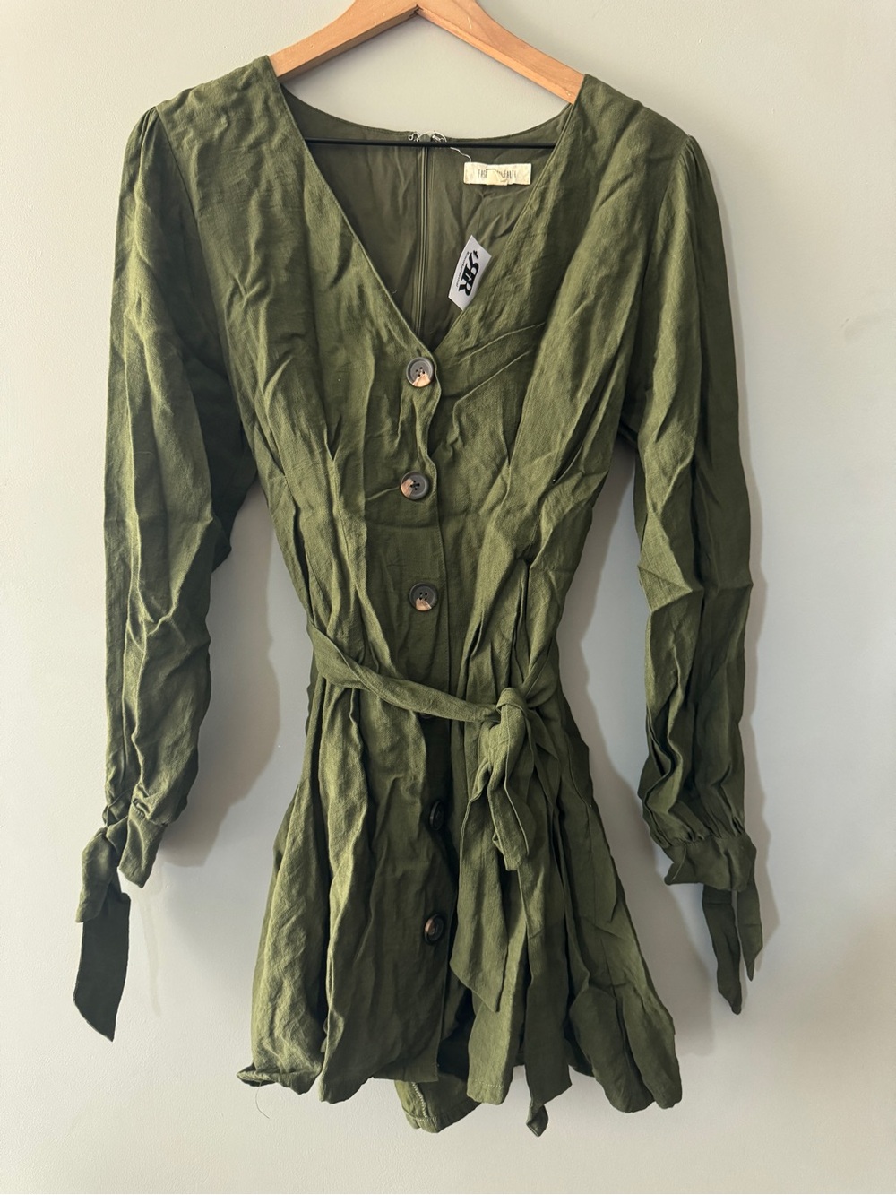 Fashion On Earth | green button down long sleeve dress | S